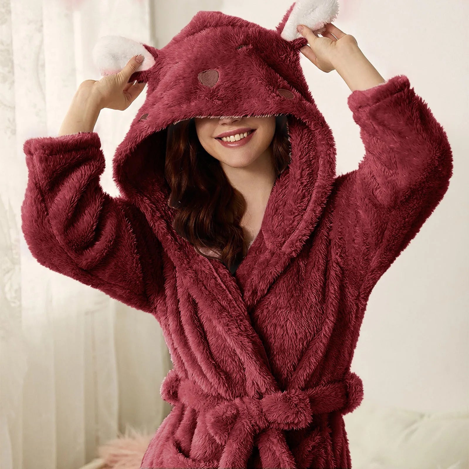 BunnyHug Badjas - Luxe Flanellen Badjas met Konijnenoren