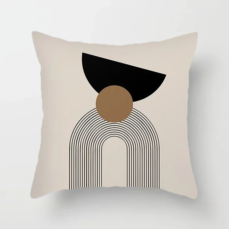 Aurum Cushion Cover - Modern Black and White Cushion Cover with Abstract Art Print