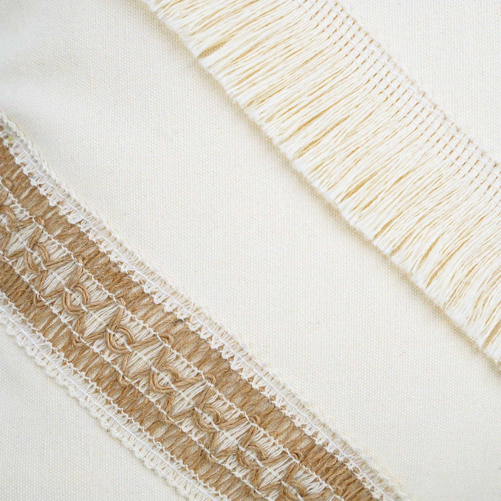Bohemian Kussenhoes - Geometrisch Kussenhoes in Beige met Franjes