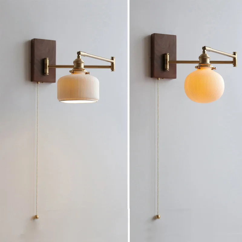 ChicGlow - Elegant Wall Lamp Made of Wood and Ceramic