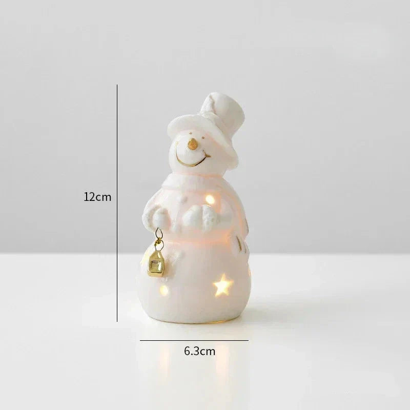 Magical Christmas Decoration - Light-Up Ceramic Snowman for Festive Decor
