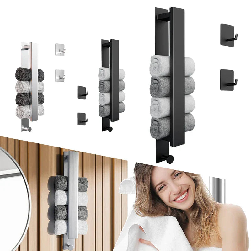Modern Self-Adhesive Towel Rack - in Silver and Black