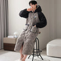 HoodedComfort Bathrobe - Luxury Flannel Bathrobe Whiteh Hood