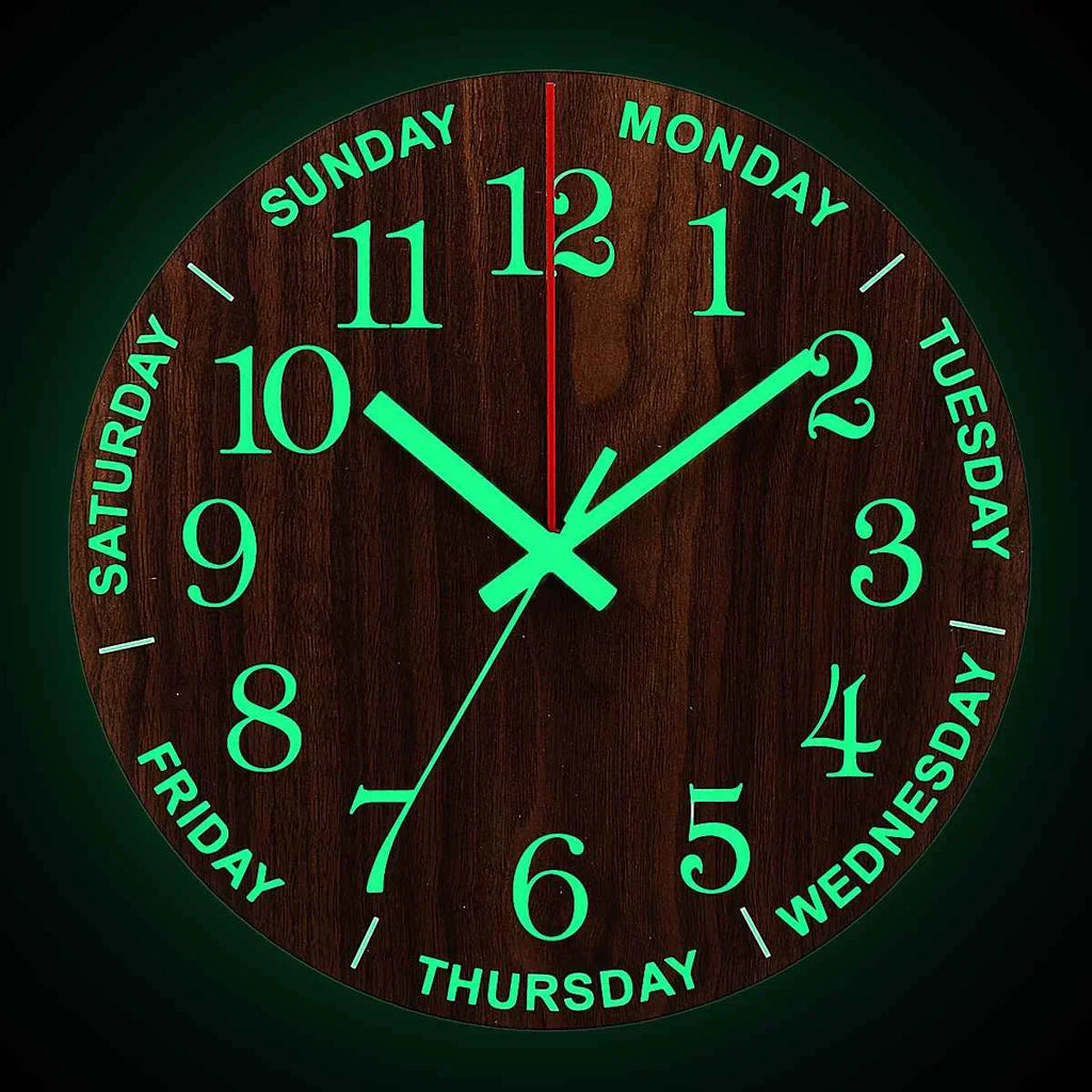 GlowClock – Luxury Wooden Wall Clock with Night Light