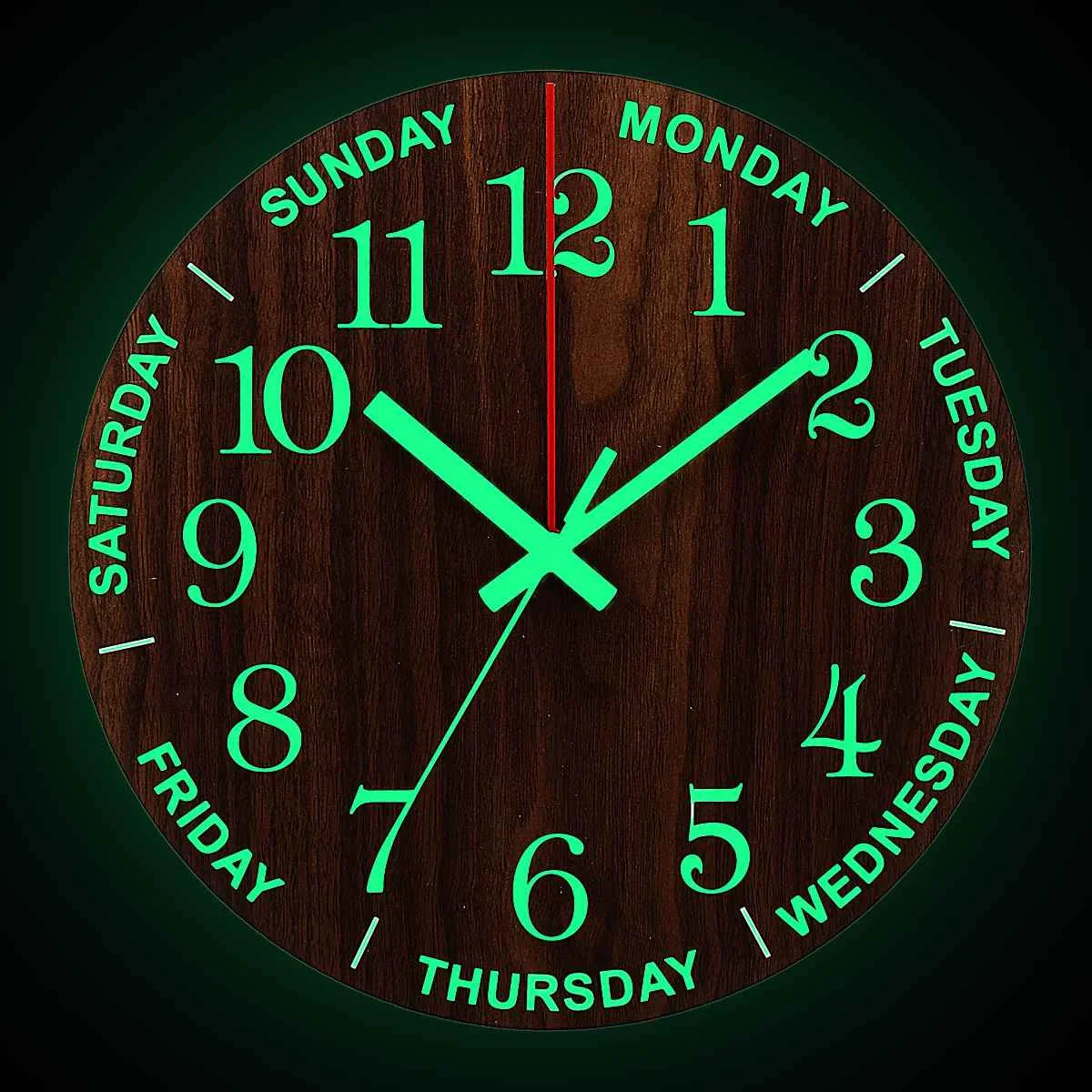 GlowClock – Luxury Wooden Wall Clock with Night Light