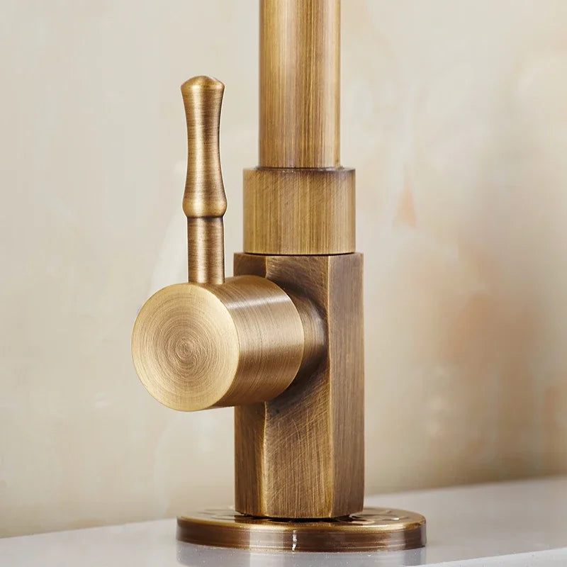 Elegant Gooseneck Kitchen Faucets in Antique Brass
