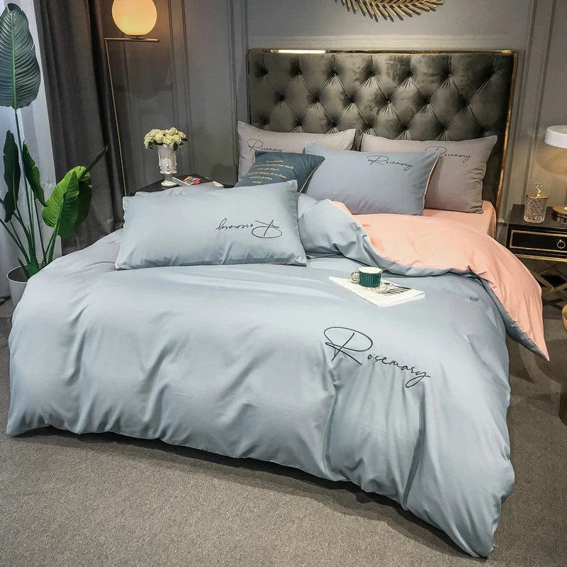 EmbroiLux Bedding - Elegant Luxury Duvet Cover with Embroidered Design