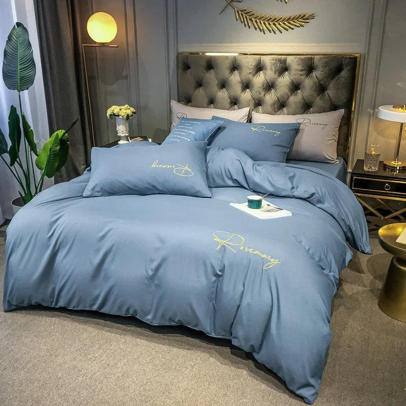 EmbroiLux Bedding - Elegant Luxury Duvet Cover with Embroidered Design
