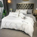 EmbroiLux Bedding - Elegant Luxury Duvet Cover Whiteh Embroidery Design