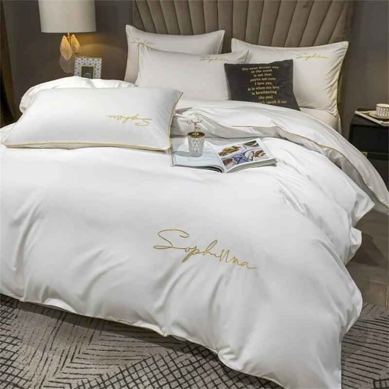 EmbroiLux Bedding - Elegant Luxury Duvet Cover with Embroidered Design
