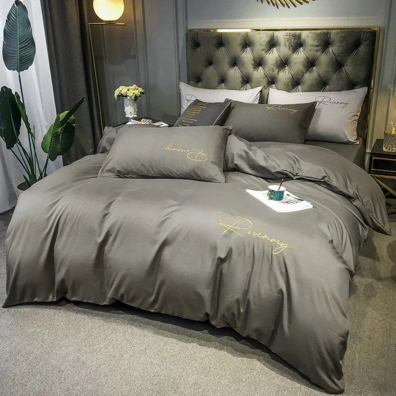 EmbroiLux Bedding - Elegant Luxury Duvet Cover with Embroidered Design