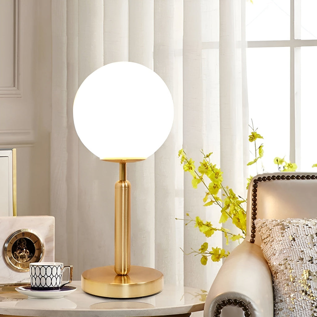 SphereShine Luxe Glass & Brass Table Lamp – Elegance and LED