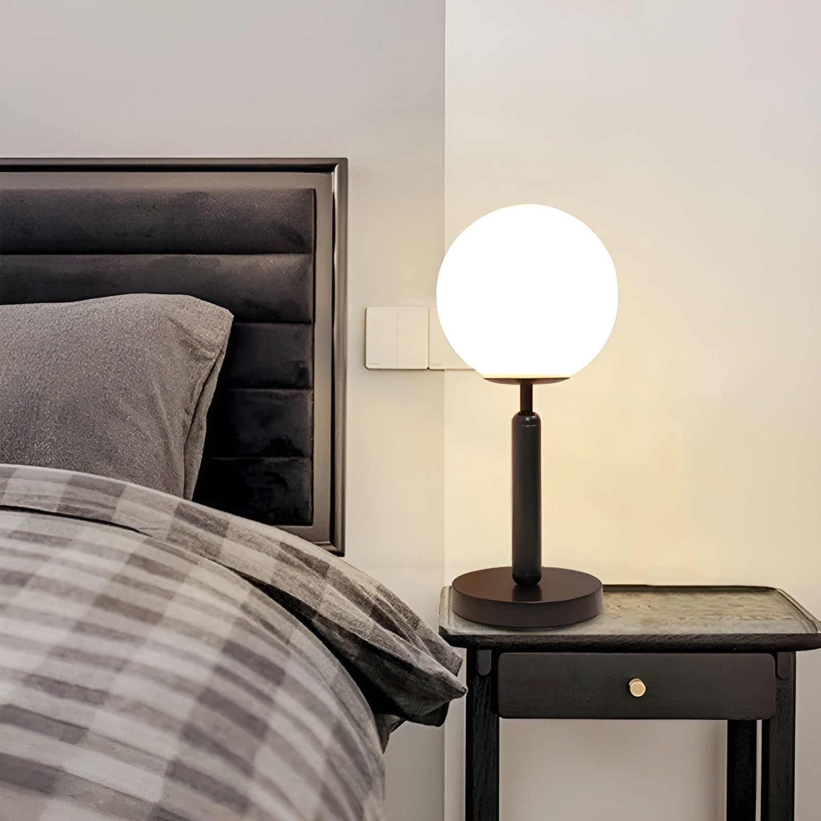 SphereShine Luxe Glass & Brass Table Lamp – Elegance and LED