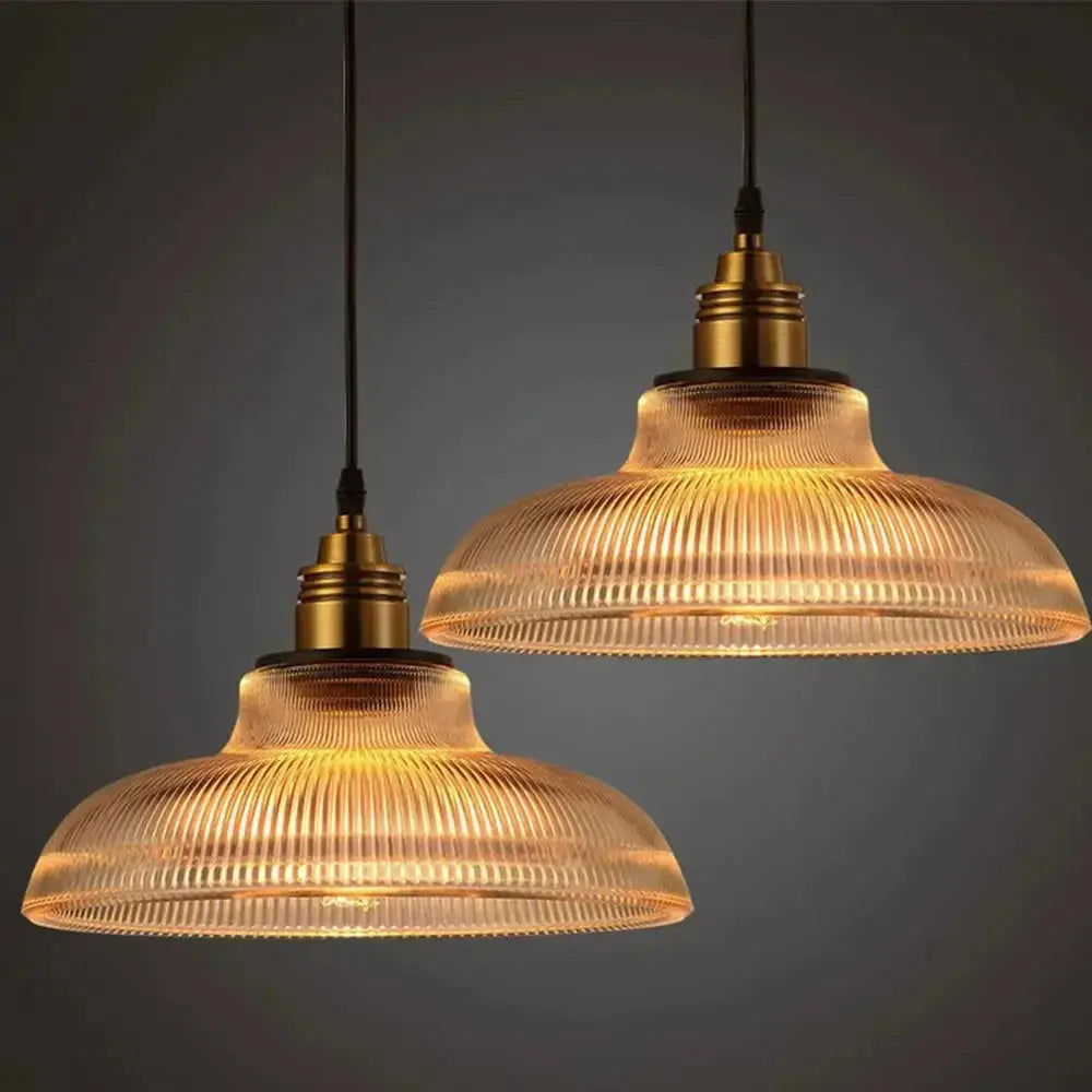 Retro Luxe Glass Pendant Light - Vintage Stripe Design for Coziness and Ambiance