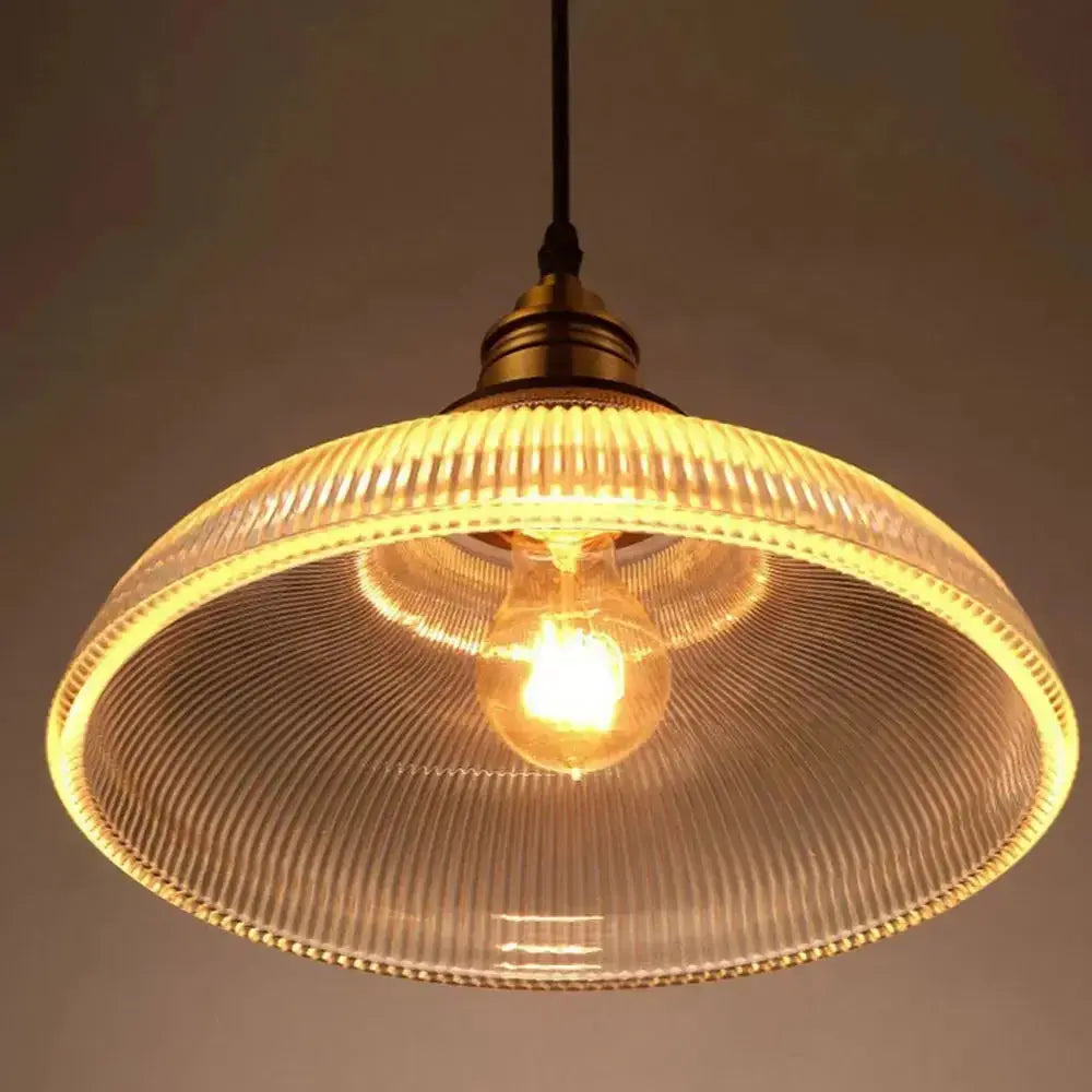 Retro Luxe Glass Pendant Light - Vintage Stripe Design for Coziness and Ambiance
