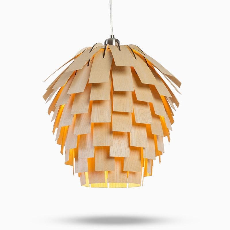 ArtichokeGlow Pendant - Luxury Wooden Pendant Light with Rustic Charm