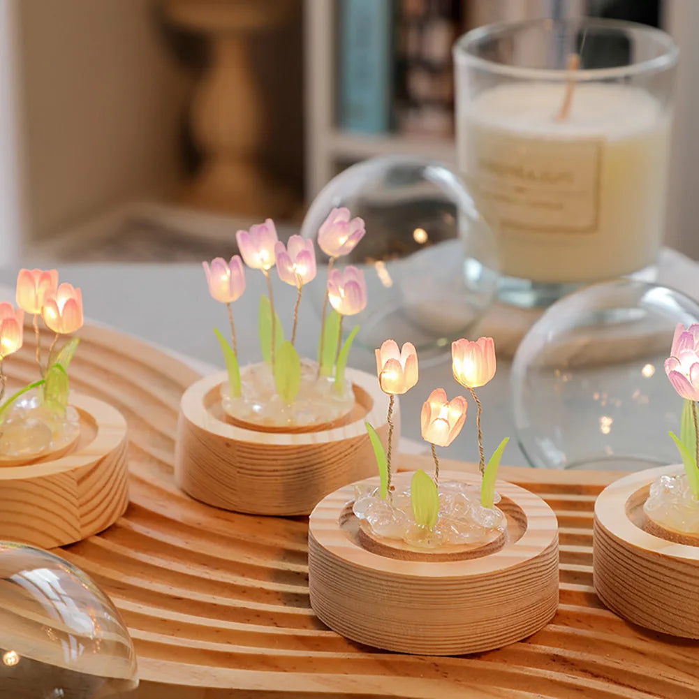 TulipGlow Elegant Floral Table Lamp – Refined Lighting