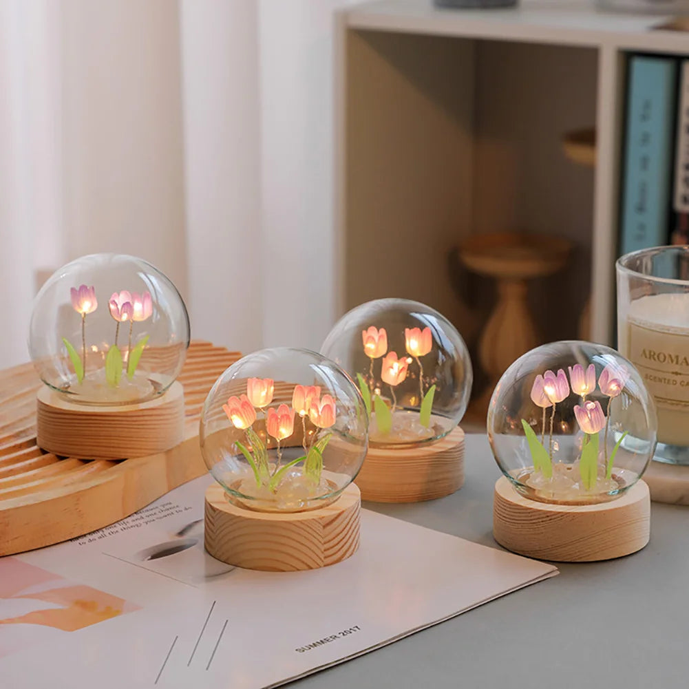 TulipGlow Elegant Floral Table Lamp – Refined Lighting