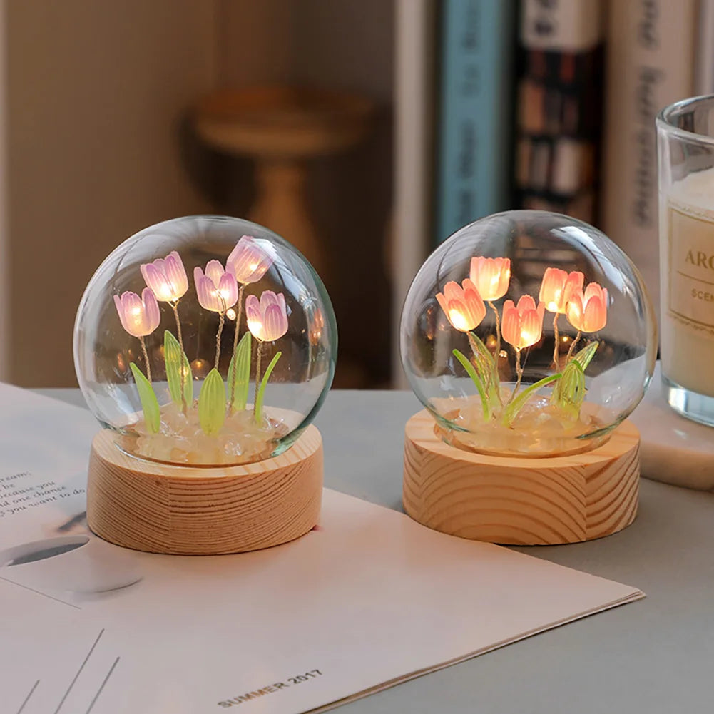 TulipGlow Elegant Floral Table Lamp – Refined Lighting