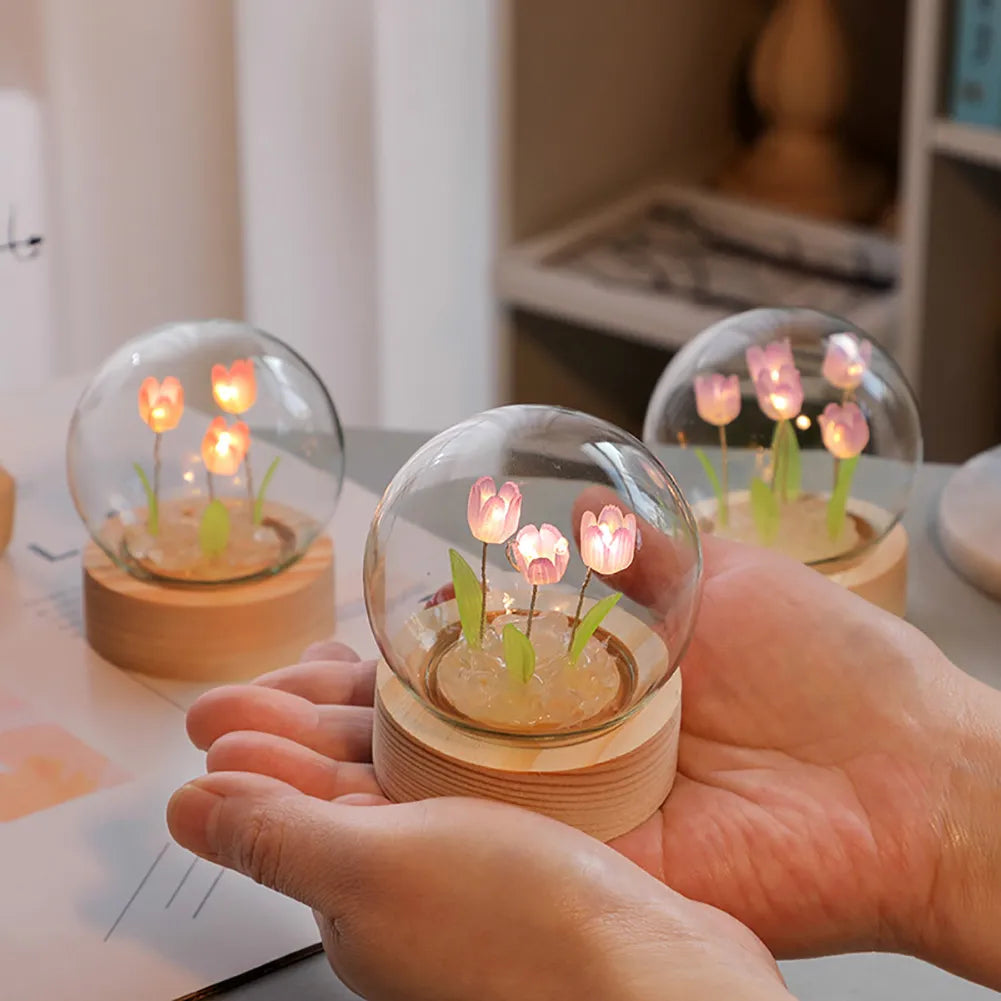 TulipGlow Elegant Floral Table Lamp – Refined Lighting