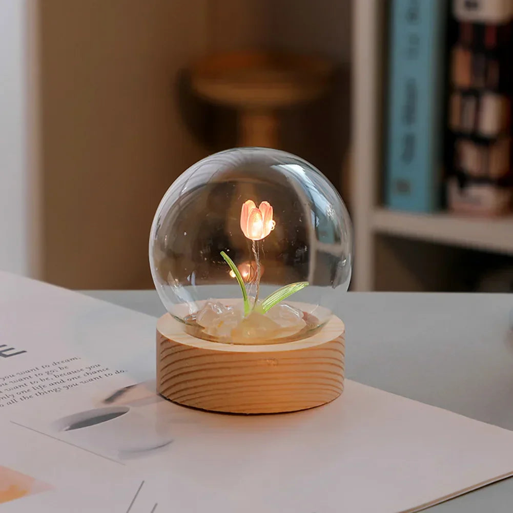 TulipGlow Elegant Floral Table Lamp – Refined Lighting