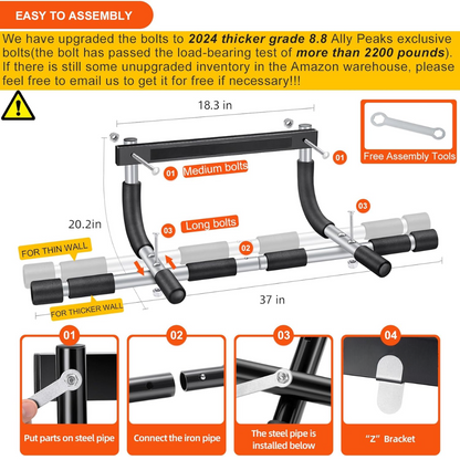 PowerGrip - Strong Door Frame Pull-up Bar up to 200 Kg