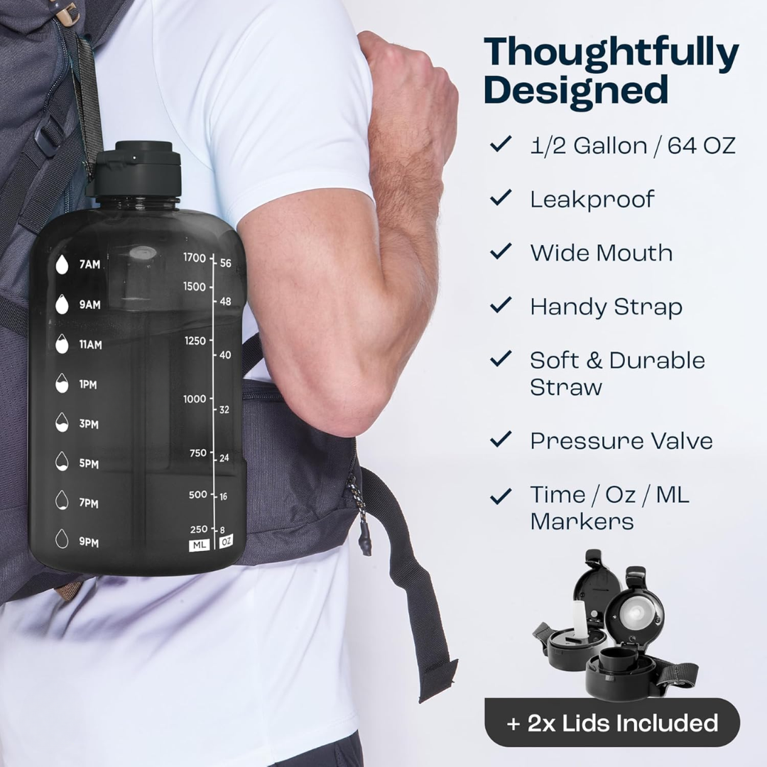 HydraMark - Elegant 2L Water Bottle with Time Marker