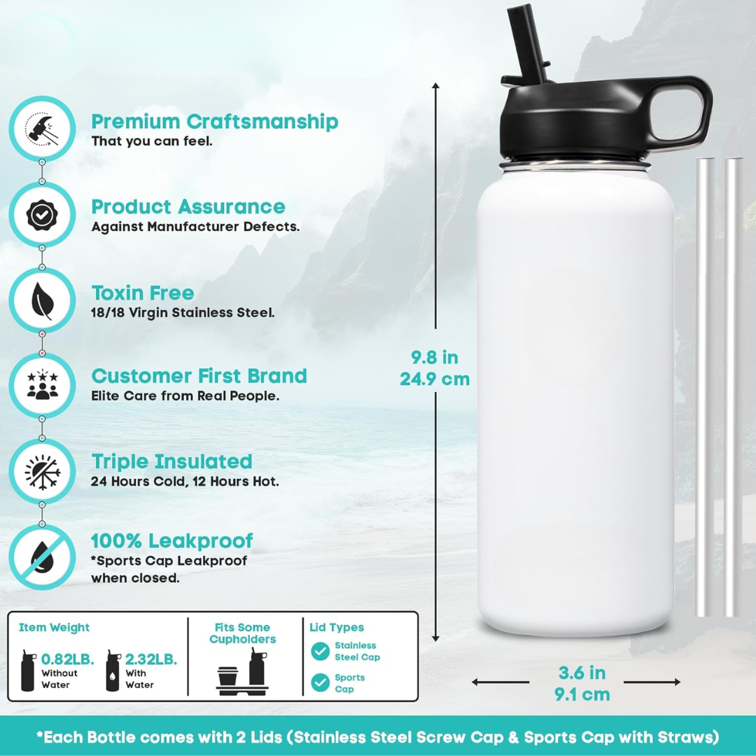 HydroElite – Stainless Steel Bottle with Straw for Drinks