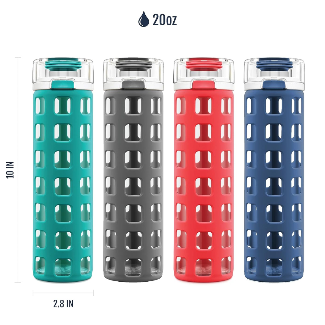 PureSip – Sustainable Glass Water Bottle with Flip Lid