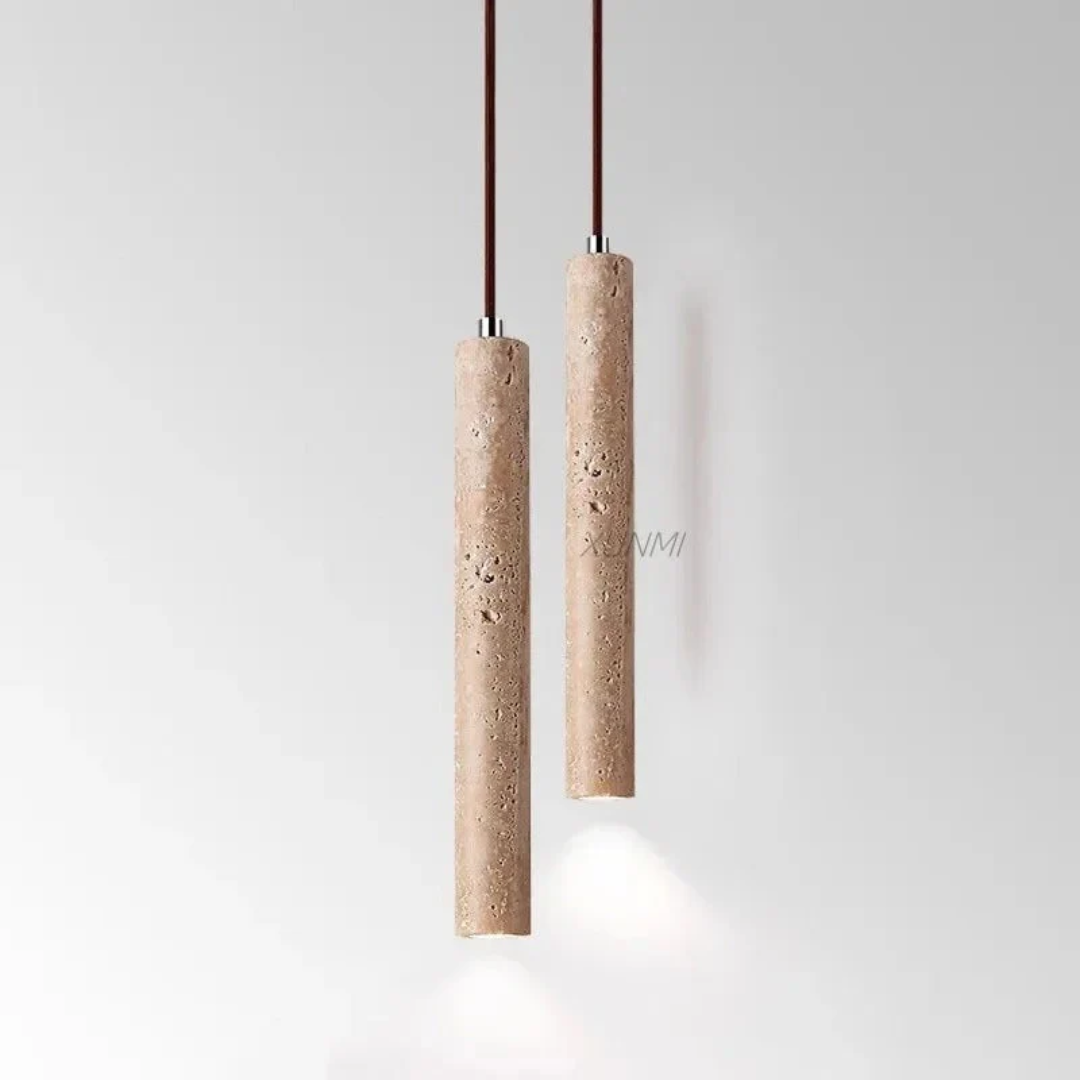 LumoLine – Wabi-Sabi Travertine LED Chandelier