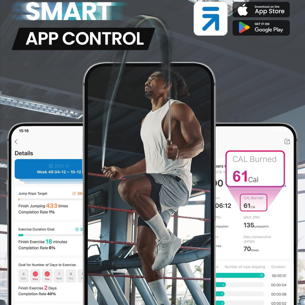 JumpFit - Smart Jump Rope with App and Knotless Design