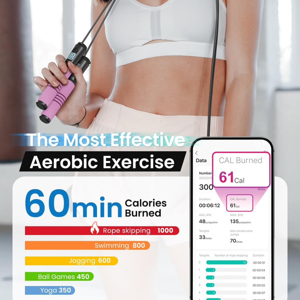 JumpFit - Smart Jump Rope with App and Knotless Design