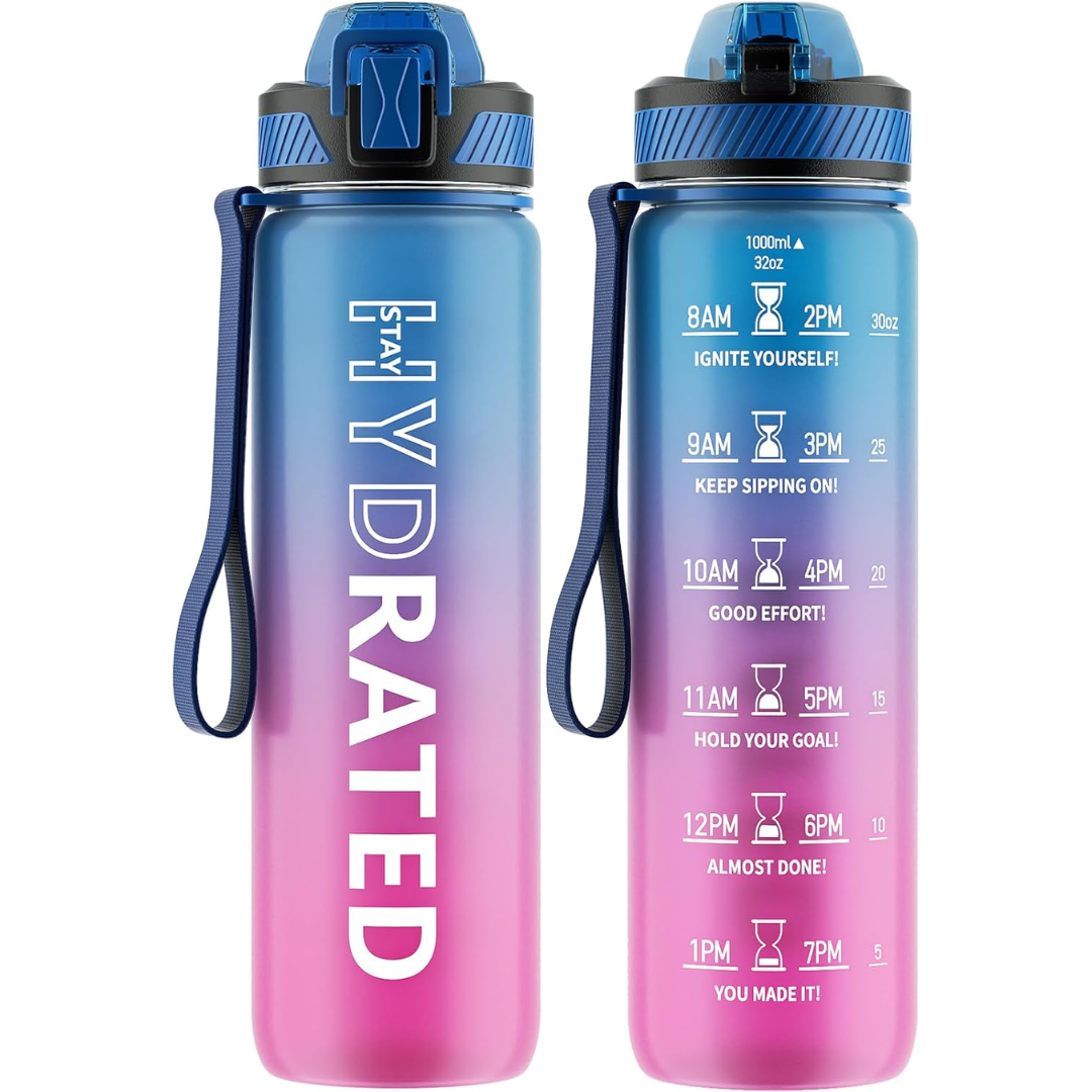 HydraFlow – Motivational Sports Water Bottle with Straw