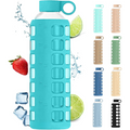 HydraFlow - Glass Water Bottle with Time Marker and Protective Sleeve