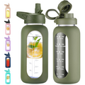 HydroGlow - Motivational Glass Water Bottle 900ml with Straw