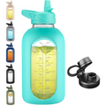 HydroGlow - Motivating Glass Water Bottle 900ml Whiteh Straw