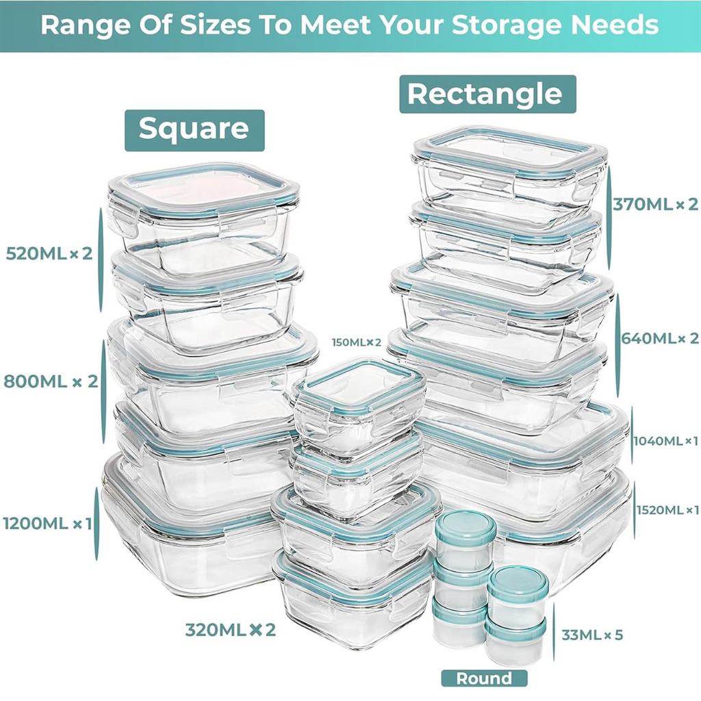 GlassSafe - 32-Piece Airtight Storage Jar Set
