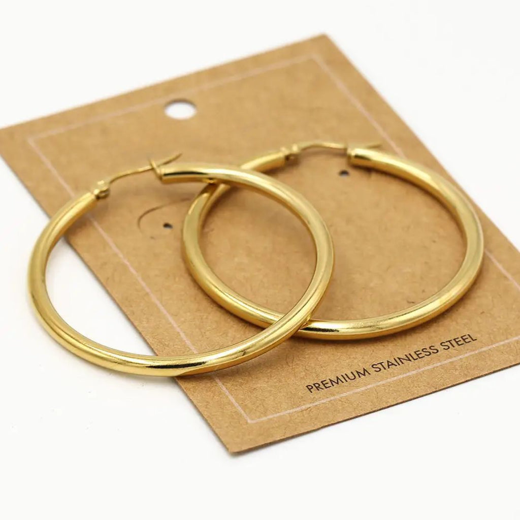 GoldenGlow Earrings – Elegant 40 mm Hoop Earrings