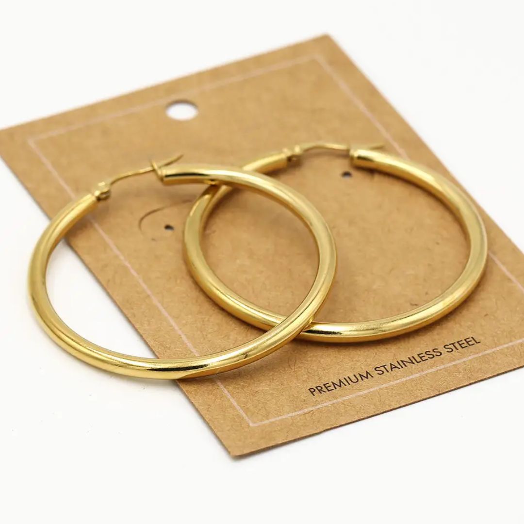 GoldenGlow Earrings – Elegant 40 mm Hoop Earrings