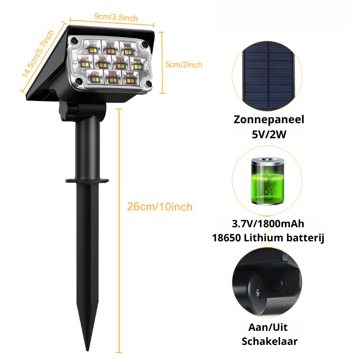 Wireless LED Solar Garden Spotlights Deluxe (1 + 1 FREE)