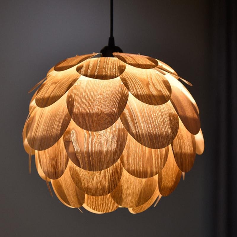 PineappleGlow Pendant - Luxury Wooden Pineapple-Shaped Pendant Lamp