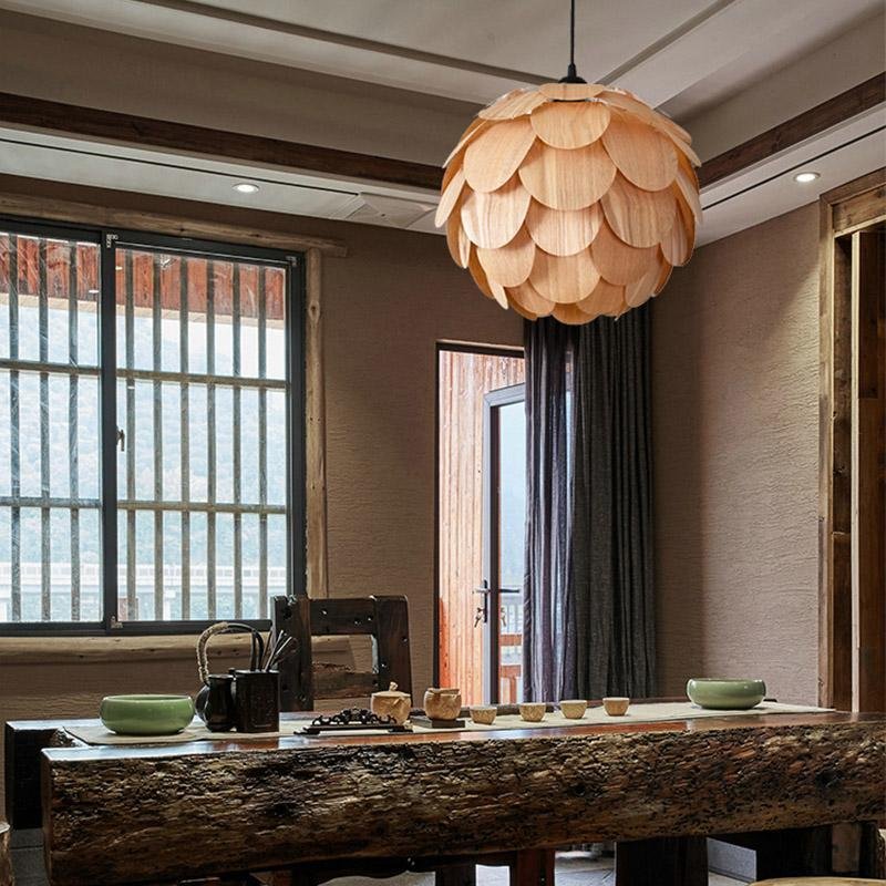 PineappleGlow Pendant - Luxury Wooden Pineapple-Shaped Pendant Lamp