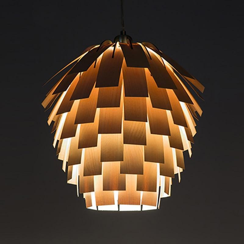 ArtichokeGlow Pendant - Luxury Wooden Pendant Light with Rustic Charm