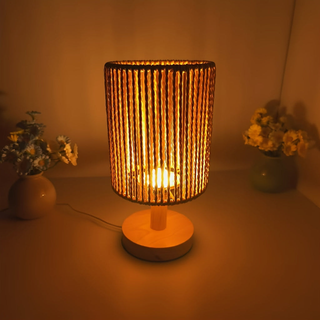 BarrelGlow Lamp - Wooden Design with Stripes