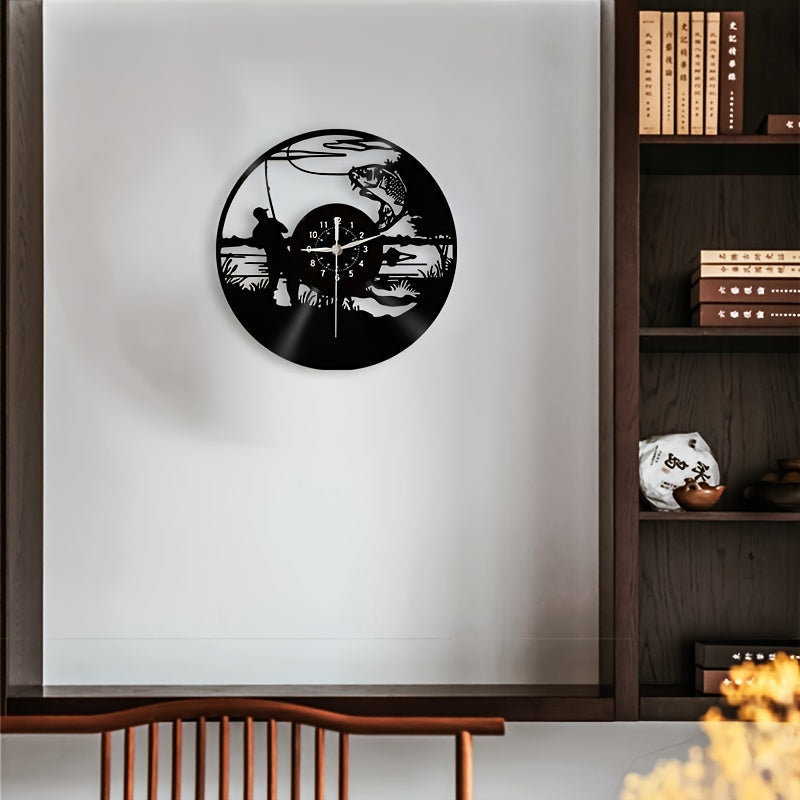VinylCatch Clock - Retro Fishing Wall Decor