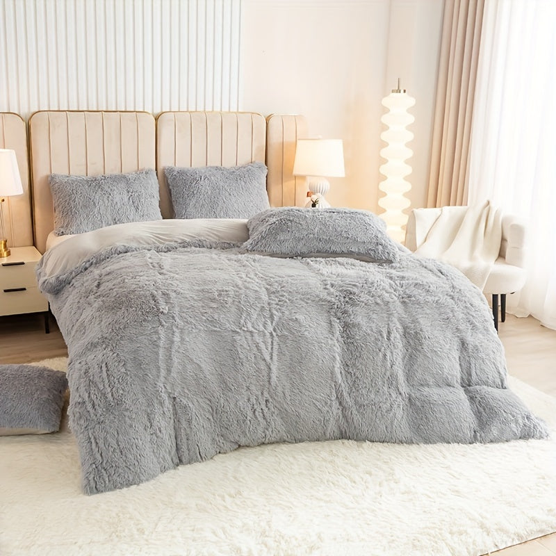 Ultra-Soft Plush Duvet Cover Set with Zipper - Luxury & Comfort