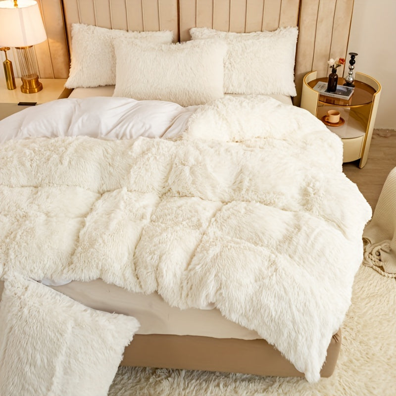 Ultra-Soft Plush Duvet Cover Set with Zipper - Luxury & Comfort