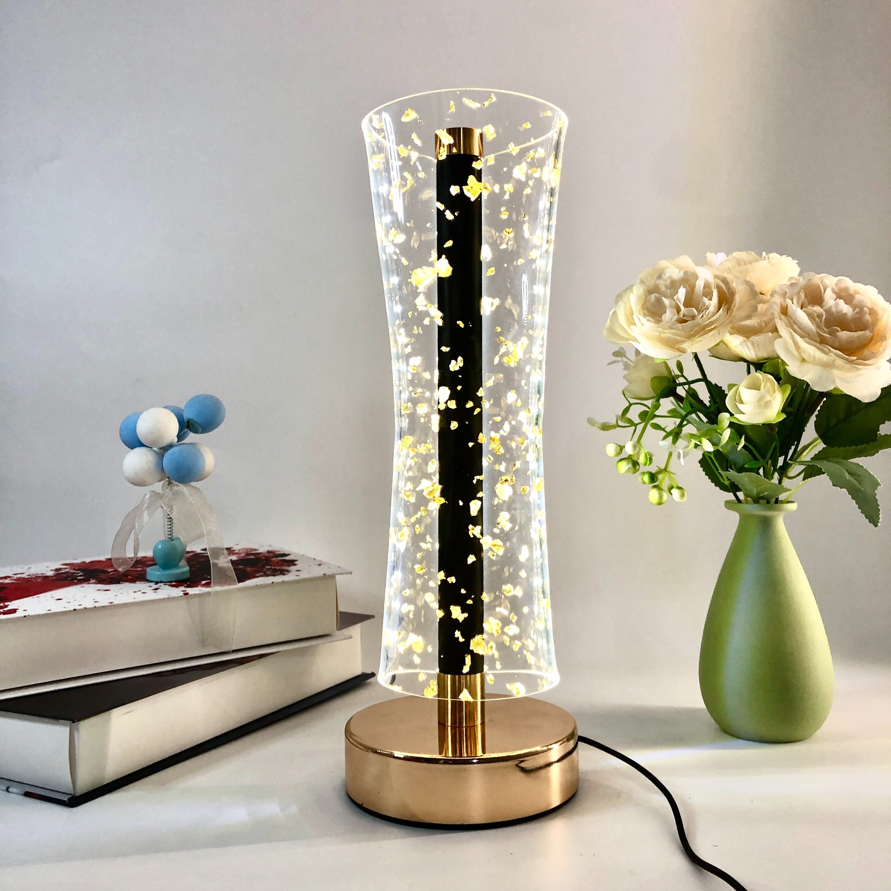 RadiantGlow Lamp - Luxury Acrylic Table Lamp with Gold Accents
