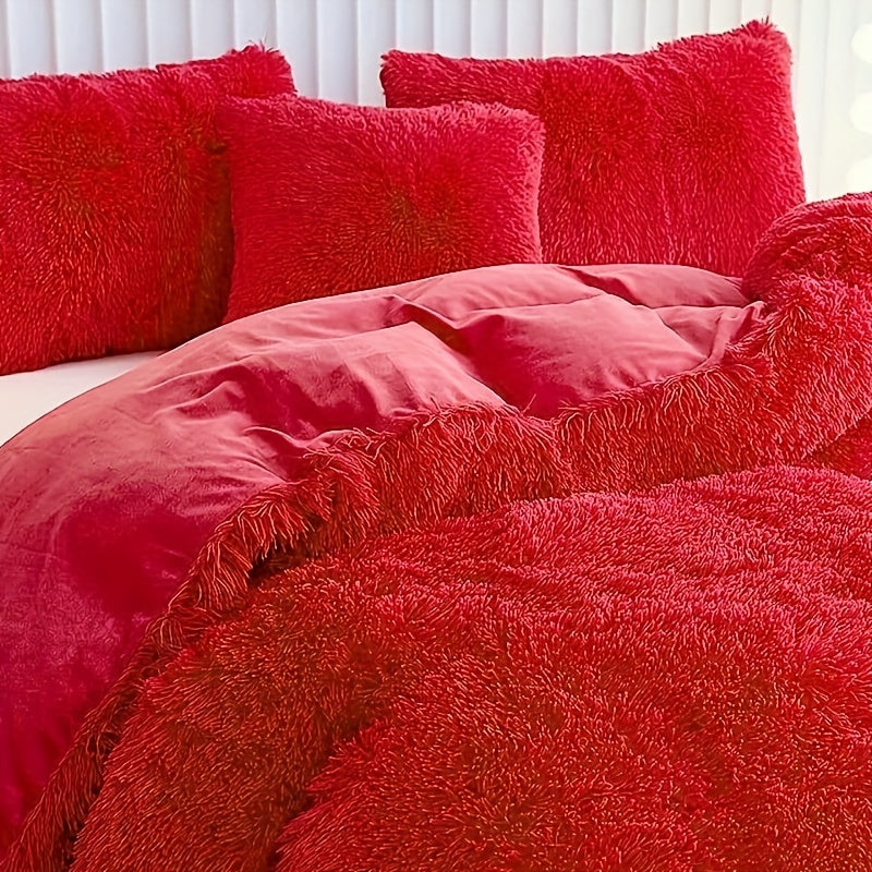 Ultra-Soft Plush Duvet Cover Set with Zipper - Luxury & Comfort