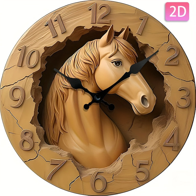 EquineElegance - Luxury Wooden Horse Wall Clock